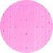 Round Machine Washable Solid Pink Modern Rug, wshcon662pnk