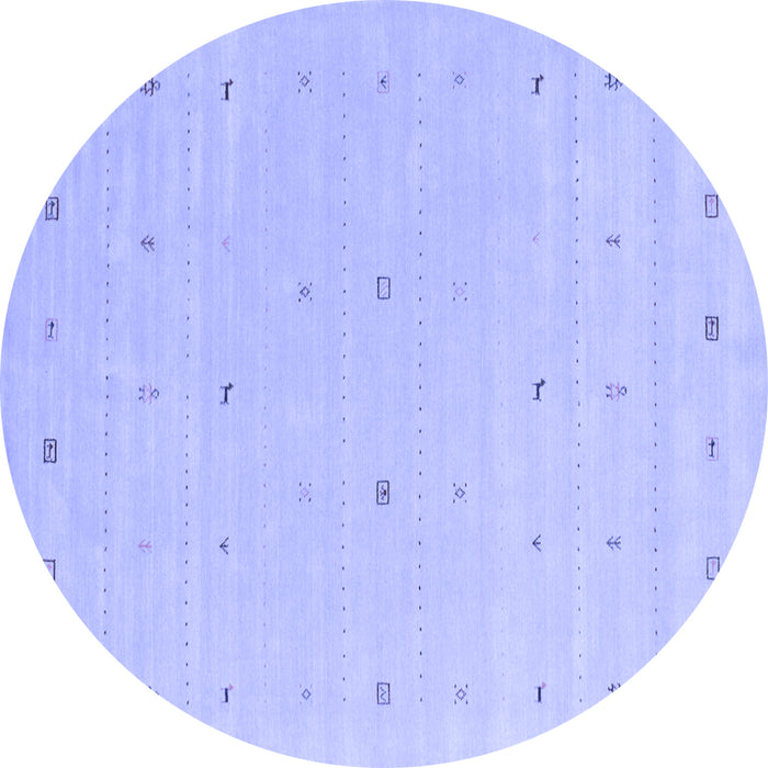 Round Machine Washable Solid Blue Modern Rug, wshcon662blu