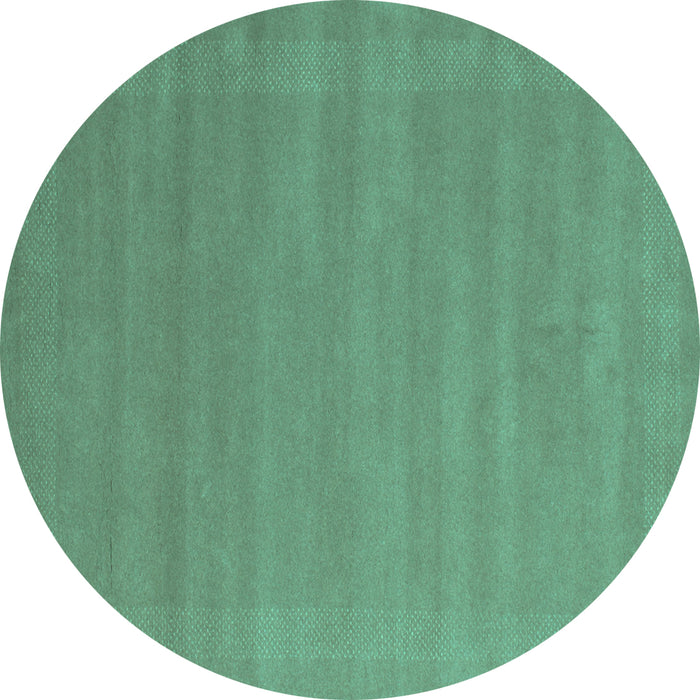 Round Machine Washable Abstract Turquoise Contemporary Area Rugs, wshcon663turq