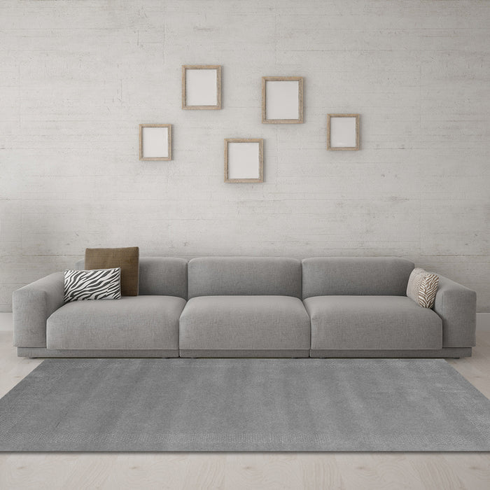 Machine Washable Abstract Gray Contemporary Rug in a Living Room,, wshcon663gry