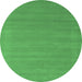 Round Machine Washable Abstract Emerald Green Contemporary Area Rugs, wshcon663emgrn