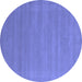 Round Abstract Blue Contemporary Rug, con663blu