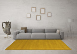 Machine Washable Abstract Yellow Contemporary Rug in a Living Room, wshcon663yw
