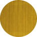 Round Machine Washable Abstract Yellow Contemporary Rug, wshcon663yw