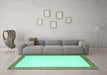 Machine Washable Solid Turquoise Modern Area Rugs in a Living Room,, wshcon664turq