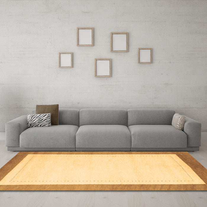 Machine Washable Solid Brown Modern Rug in a Living Room,, wshcon664brn