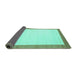 Sideview of Solid Turquoise Modern Rug, con664turq