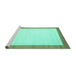 Sideview of Machine Washable Solid Turquoise Modern Area Rugs, wshcon664turq