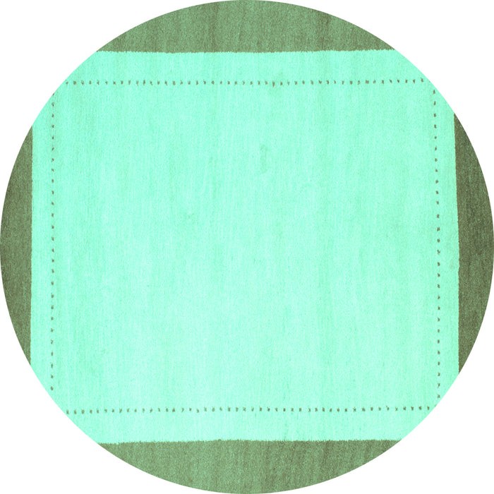 Round Solid Turquoise Modern Rug, con664turq