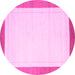 Round Machine Washable Solid Pink Modern Rug, wshcon664pnk