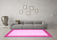 Machine Washable Solid Pink Modern Rug, wshcon664pnk