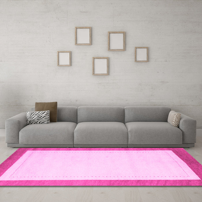 Machine Washable Solid Pink Modern Rug in a Living Room, wshcon664pnk