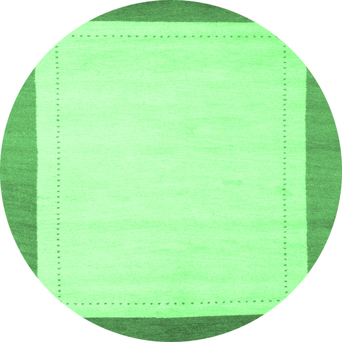 Round Machine Washable Solid Emerald Green Modern Area Rugs, wshcon664emgrn