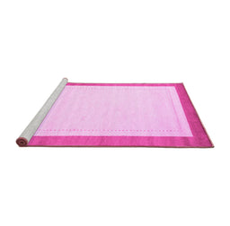 Sideview of Machine Washable Solid Pink Modern Rug, wshcon664pnk