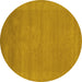 Round Abstract Yellow Contemporary Rug, con665yw