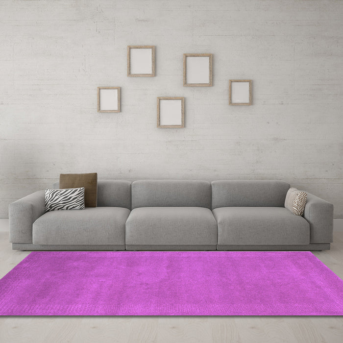 Machine Washable Abstract Purple Contemporary Area Rugs in a Living Room, wshcon665pur