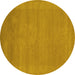 Round Machine Washable Abstract Yellow Contemporary Rug, wshcon665yw