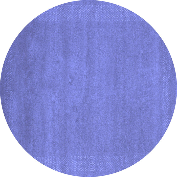 Round Abstract Blue Contemporary Rug, con665blu