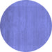 Round Abstract Blue Contemporary Rug, con665blu