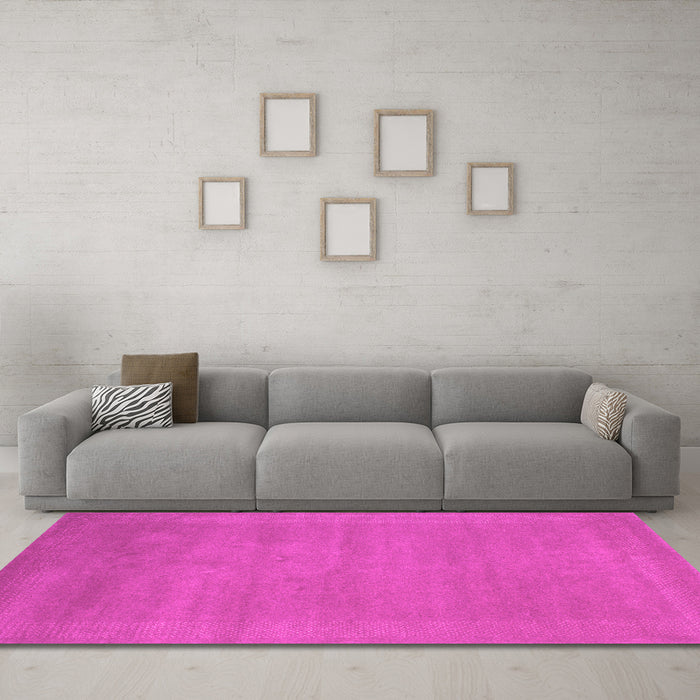 Machine Washable Abstract Pink Contemporary Rug in a Living Room, wshcon665pnk