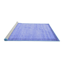 Sideview of Machine Washable Abstract Blue Contemporary Rug, wshcon666blu