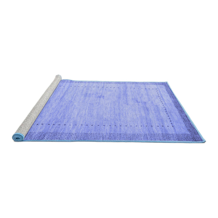 Sideview of Machine Washable Abstract Blue Contemporary Rug, wshcon666blu