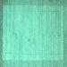 Square Abstract Turquoise Contemporary Rug, con666turq