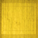Square Machine Washable Abstract Yellow Contemporary Rug, wshcon666yw