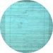 Round Machine Washable Abstract Light Blue Contemporary Rug, wshcon666lblu