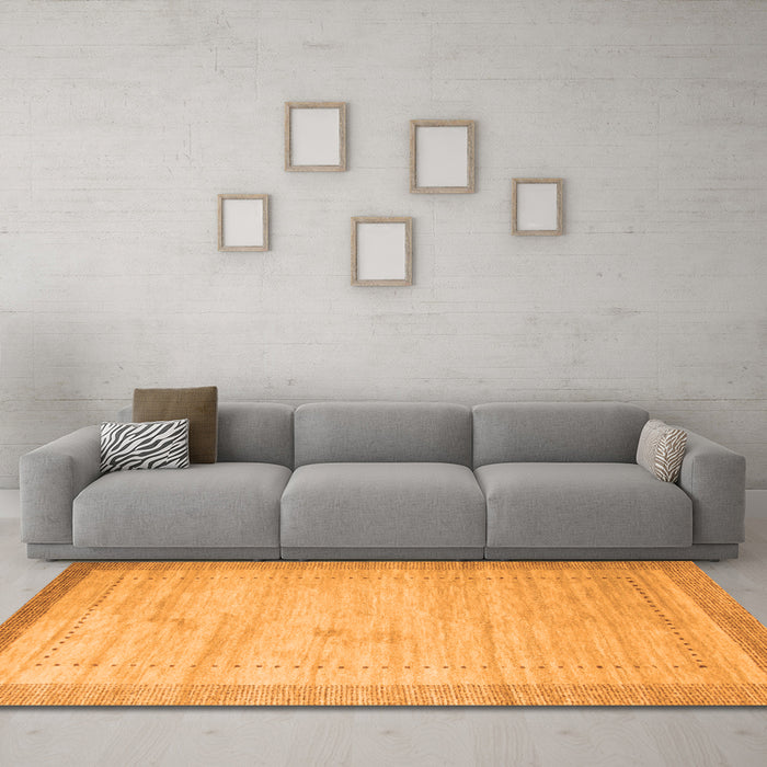 Machine Washable Abstract Orange Contemporary Area Rugs in a Living Room, wshcon666org