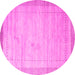 Round Machine Washable Abstract Pink Contemporary Rug, wshcon666pnk