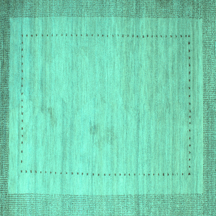 Square Machine Washable Abstract Turquoise Contemporary Area Rugs, wshcon666turq