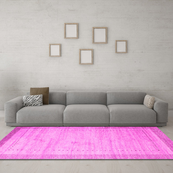 Machine Washable Abstract Pink Contemporary Rug in a Living Room, wshcon666pnk