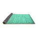 Sideview of Abstract Turquoise Contemporary Rug, con666turq