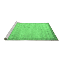 Sideview of Machine Washable Abstract Emerald Green Contemporary Area Rugs, wshcon666emgrn