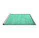 Sideview of Machine Washable Abstract Turquoise Contemporary Area Rugs, wshcon666turq