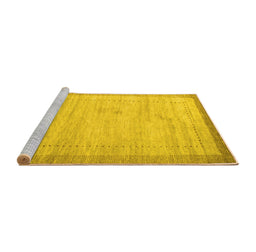 Sideview of Machine Washable Abstract Yellow Contemporary Rug, wshcon666yw