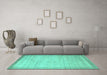 Machine Washable Abstract Turquoise Contemporary Area Rugs in a Living Room,, wshcon666turq