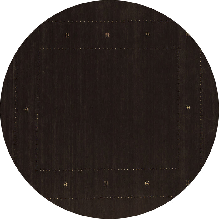 Round Abstract Brown Contemporary Rug, con667brn