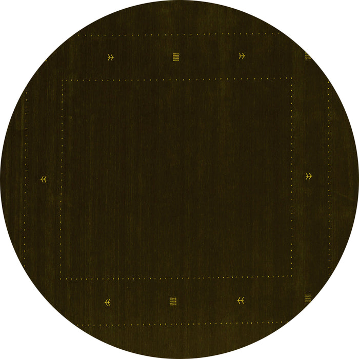 Round Abstract Yellow Contemporary Rug, con667yw