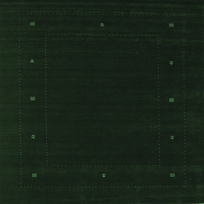 Square Abstract Emerald Green Contemporary Rug, con667emgrn
