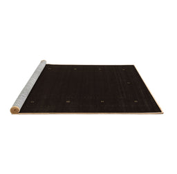 Sideview of Machine Washable Abstract Brown Contemporary Rug, wshcon667brn