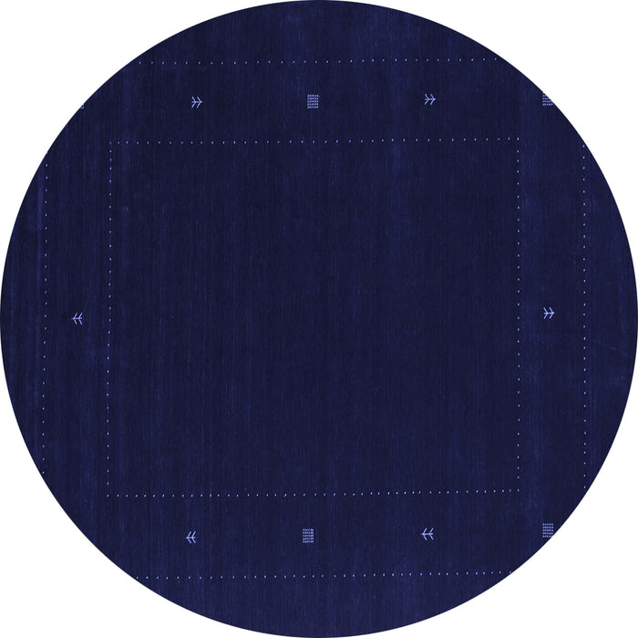 Round Abstract Blue Contemporary Rug, con667blu