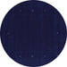 Round Abstract Blue Contemporary Rug, con667blu