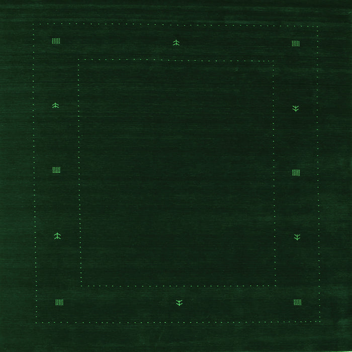 Round Machine Washable Abstract Green Contemporary Area Rugs, wshcon667grn