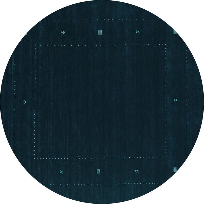 Round Machine Washable Abstract Turquoise Contemporary Area Rugs, wshcon667turq