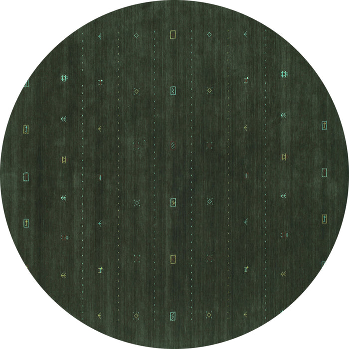 Round Abstract Turquoise Contemporary Rug, con668turq