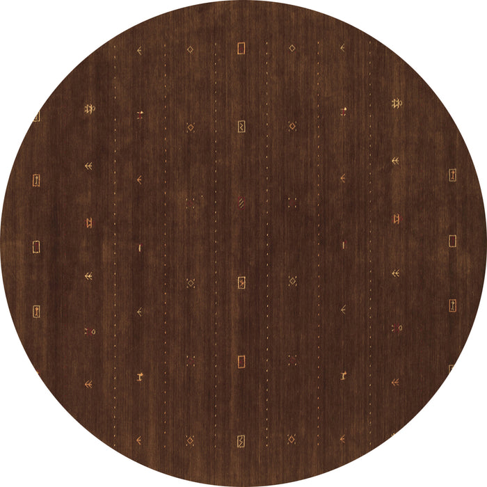 Round Machine Washable Abstract Brown Contemporary Rug, wshcon668brn