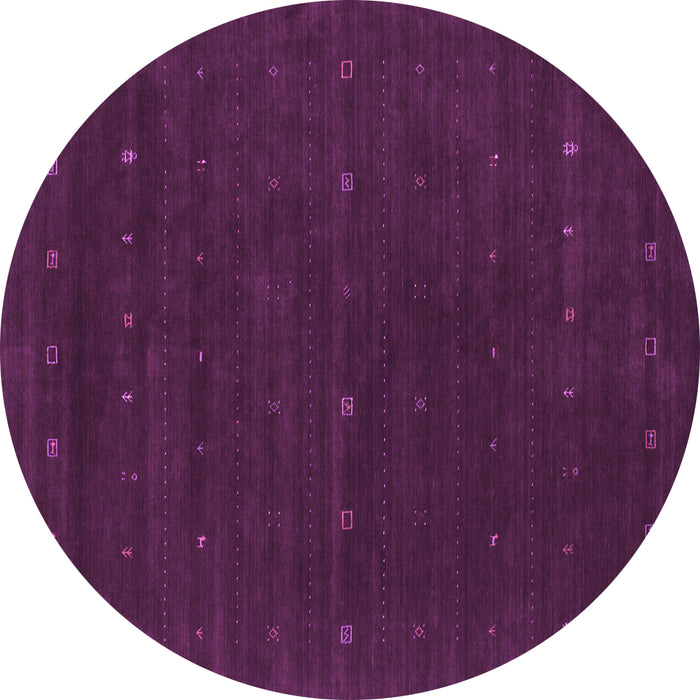 Round Machine Washable Abstract Purple Contemporary Area Rugs, wshcon668pur
