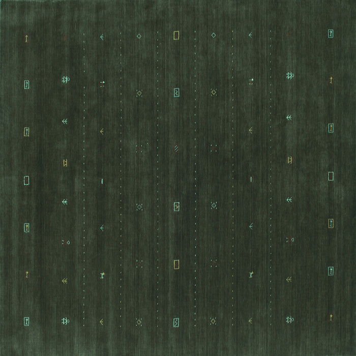 Square Machine Washable Abstract Turquoise Contemporary Area Rugs, wshcon668turq